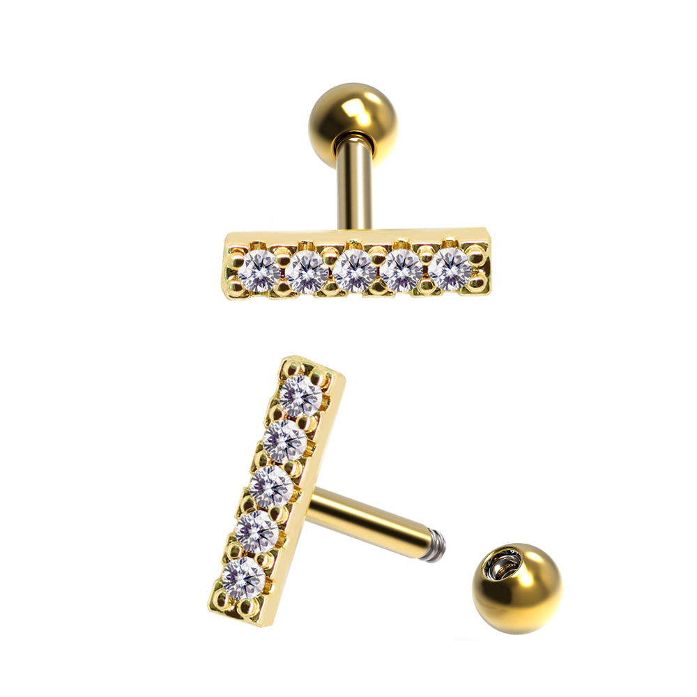 Steel 316L Barbell in Fashion Design with Crystals - CC Crystal Clear