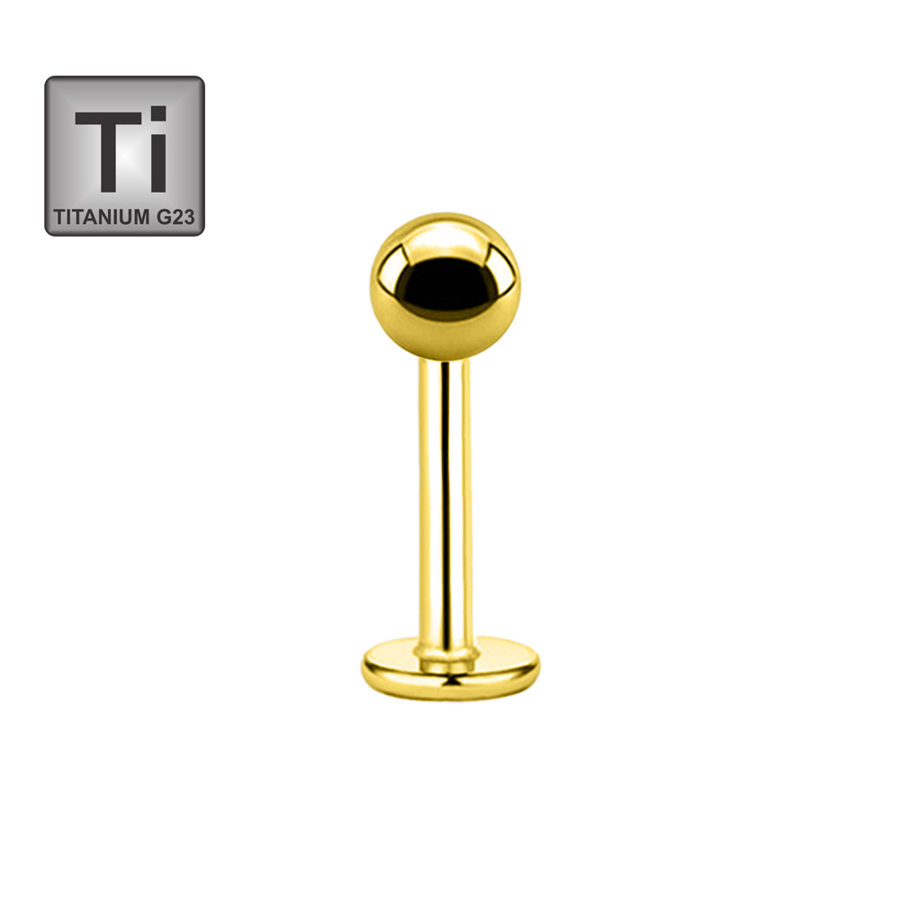 Titanium G23 Gold PVD Coated Labret with Screwball - CCC