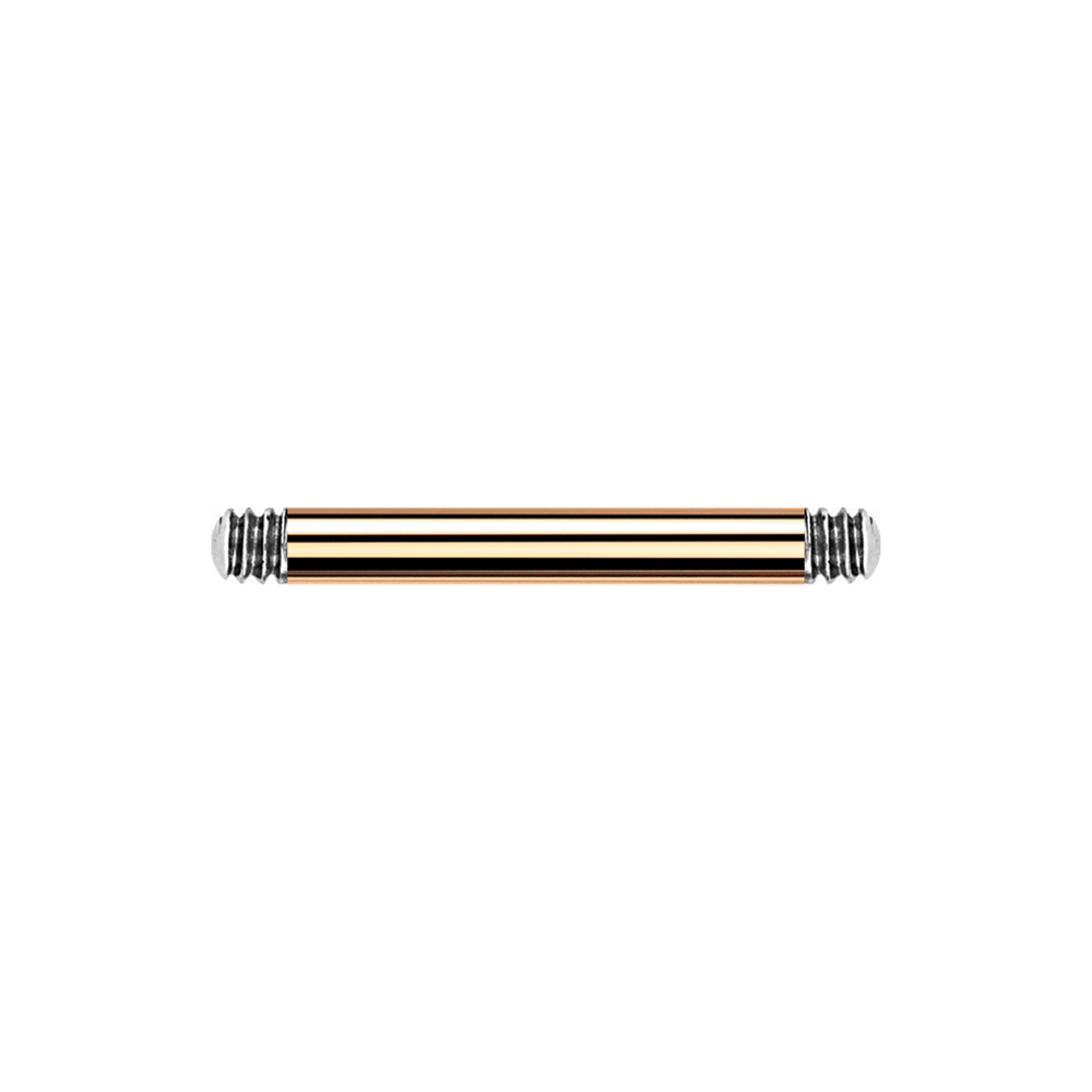 Steel 316L Rose Gold PVD Titanium Coated Barbell without Balls- 14GA (1.6mm)