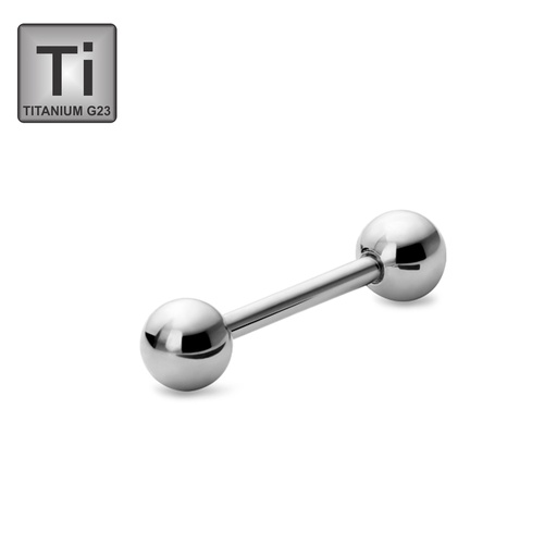 Titanium G23 Extra Long Barbell with Screwballs - 14GA(1.6mm) 