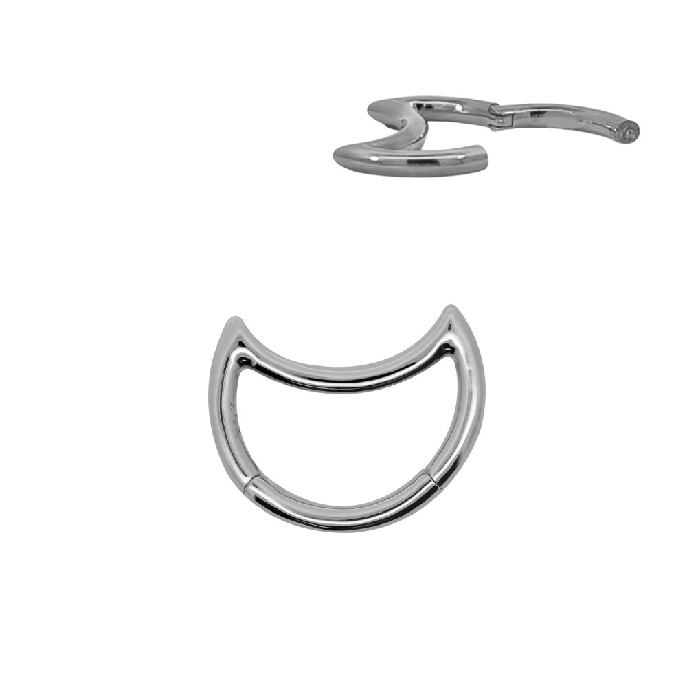 14K Real White Gold Moon Design Hinged Segment Ring Clicker - 18GA(1.0mm) 
