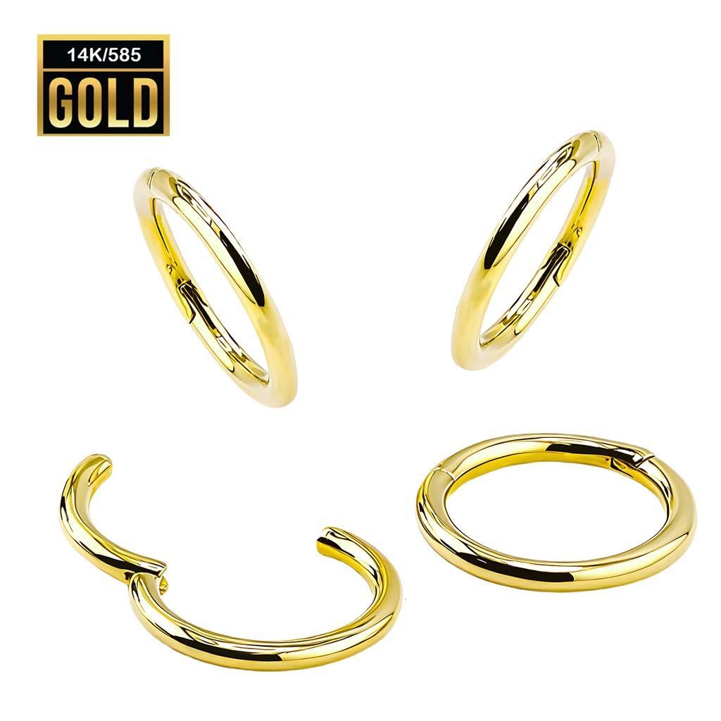 14K Real Gold Hinged Segment Ring Clicker 
