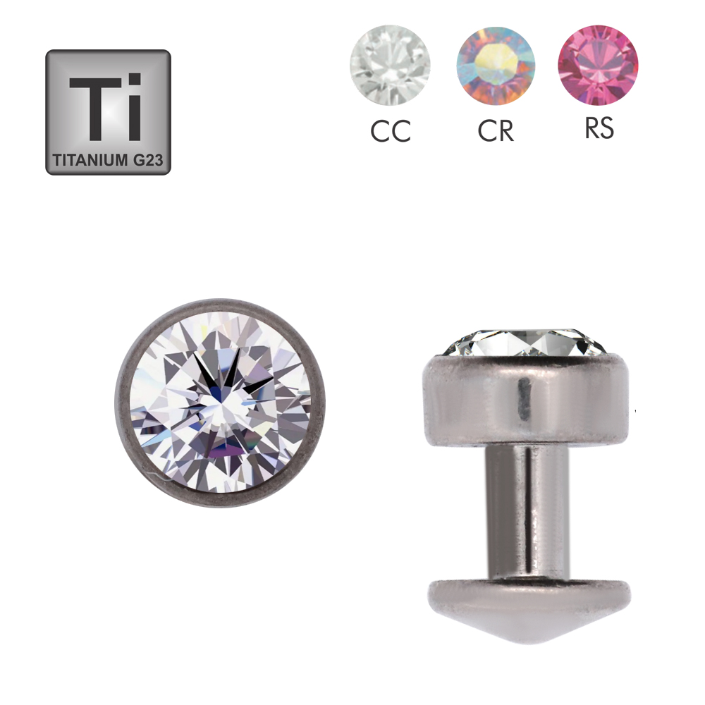 Titanium G23/ASTM F-136 Body Diver/Dermal Anchor with Crystal - 18GA(1.0mm)