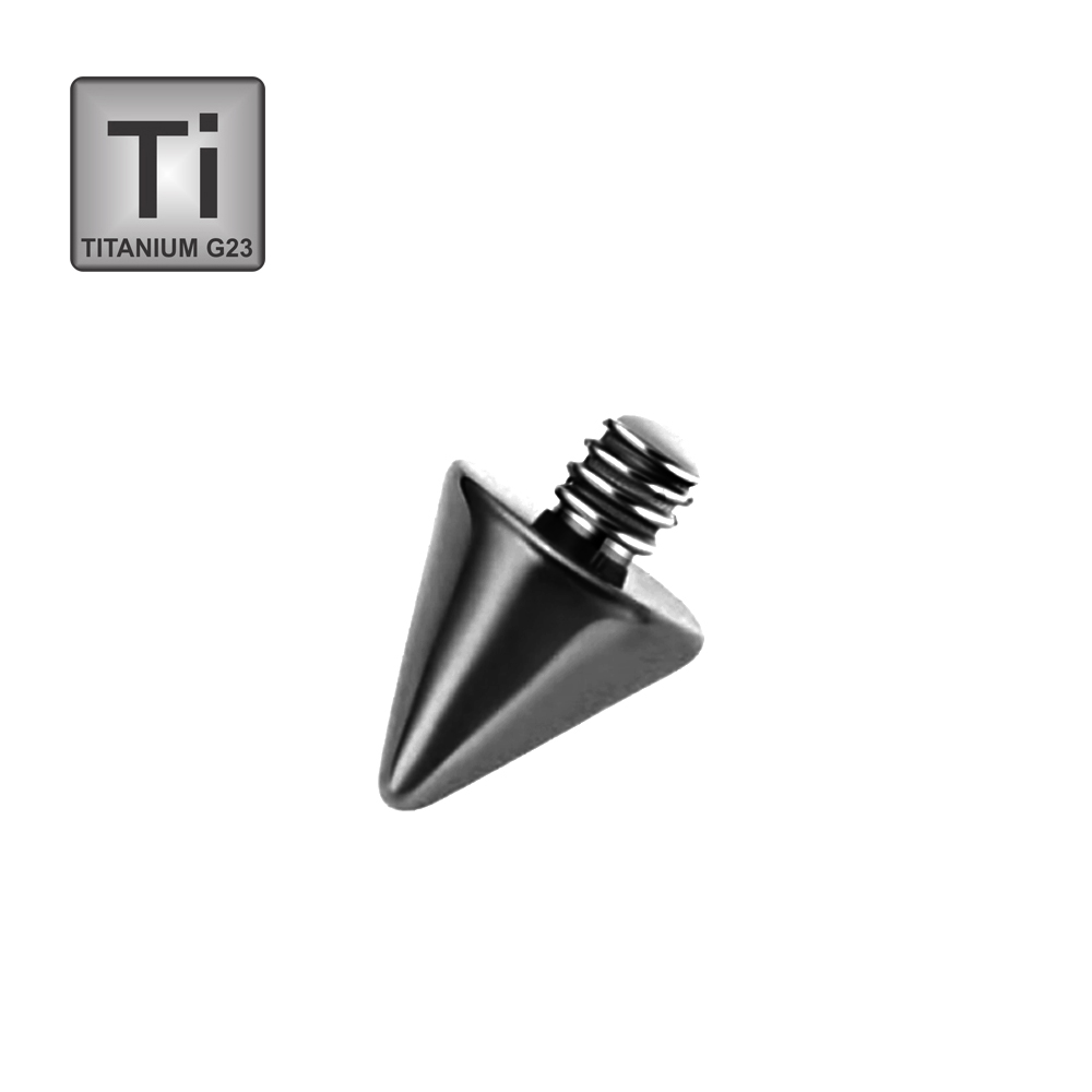 Titanium G23/ASTM F-136 Black PVD Titanium Coated Dermal Anchor Cone - 16GA(1.2mm) 