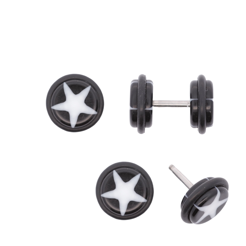 Acrylic Ear Fake Plug With Star- 16GA(1.2mm)   