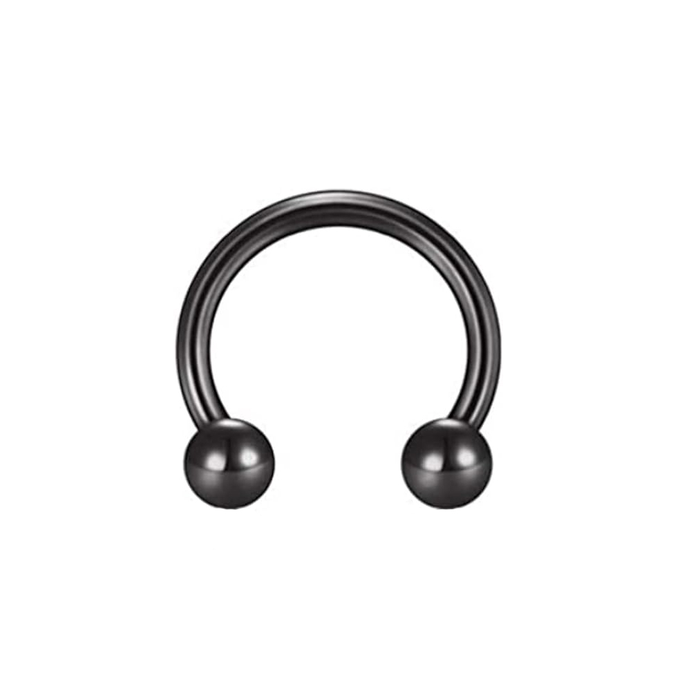 Steel 316L Black Ti-PVD Coated Circular Barbell with Screwballs - 16GA(1.2mm) 