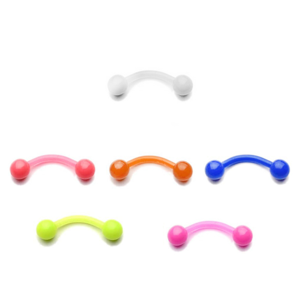 Transparent Bioflex Barbell with UV Screwballs  - 16GA(1.2mm)  