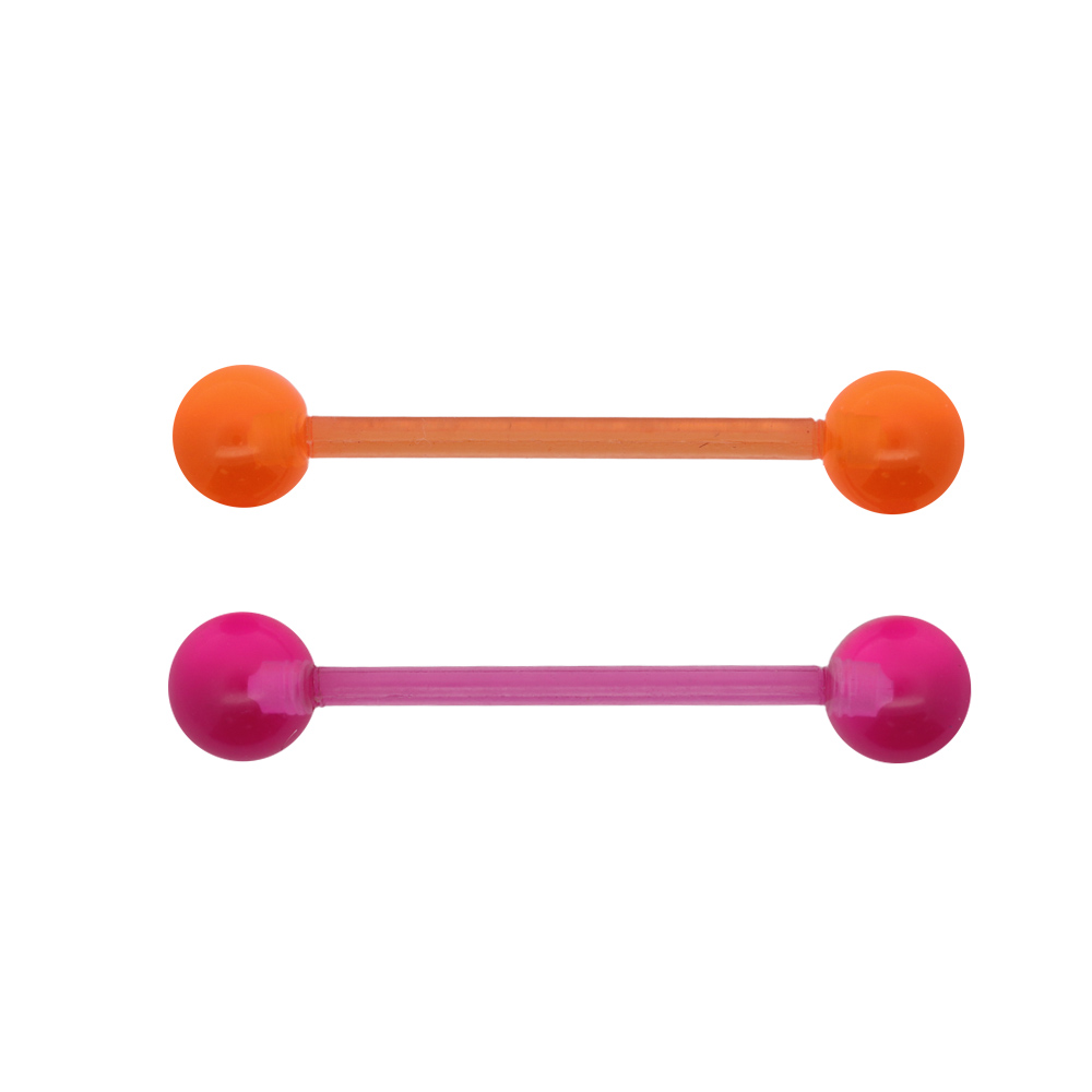 Transparent Bioflex Barbell with UV Screwballs (Fixed Length 19mm) - 14GA(1.6mm)-CCC   