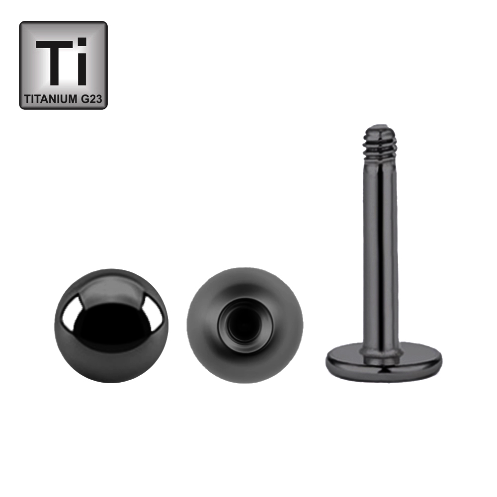 Titanium G23 Black Ti-PVD Coated Labret with Screwball - 14GA(1.6mm) 