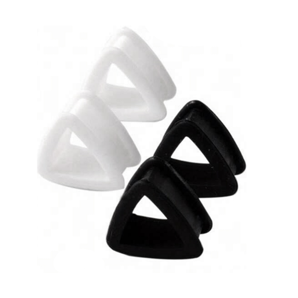  Silicone Hollow Rounded Triangle Ear Tunnel Plugs  Expanders Black and White 