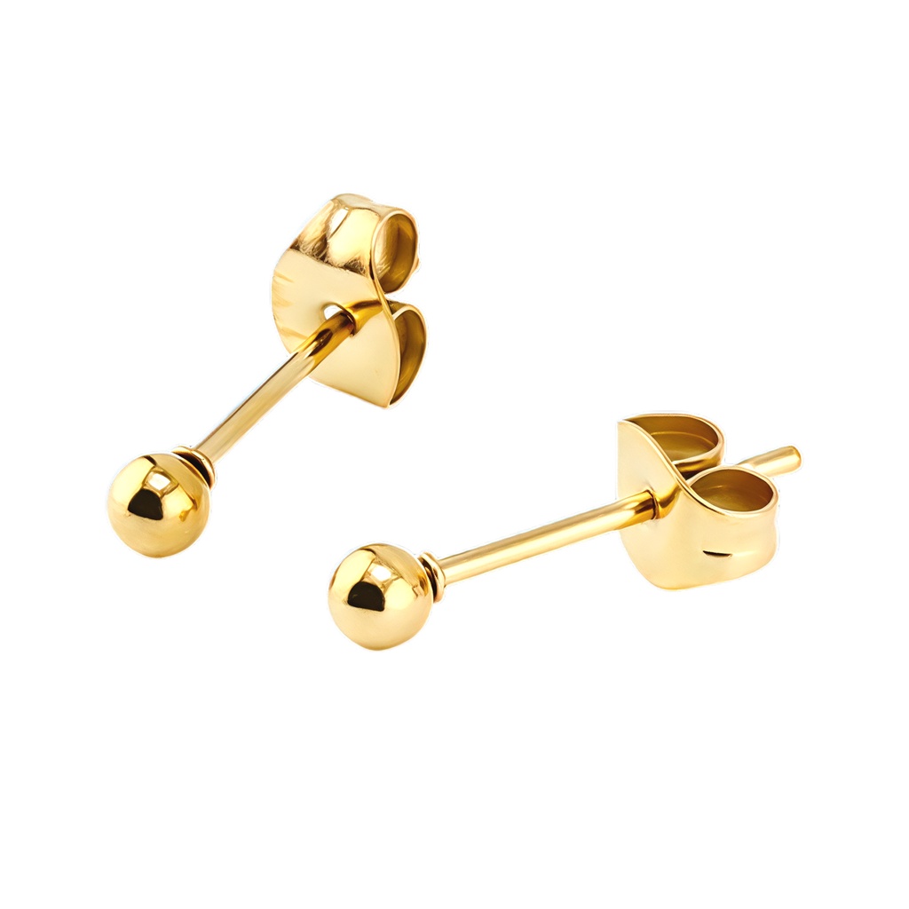  Steel 316L Gold PVD Titanium Coated Ear Stud with Plaine Ball 