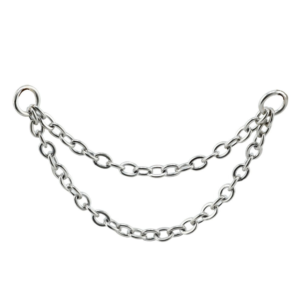 Titanium G23/ASTM F-136 White Gold Ti-PVD Coated Double Connector Chain 