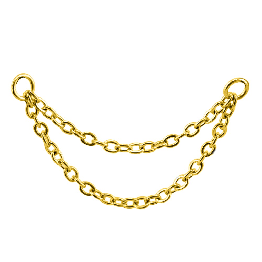 Titanium G23/ASTM F-136 Gold Ti-PVD Coated Double Connector Chain 