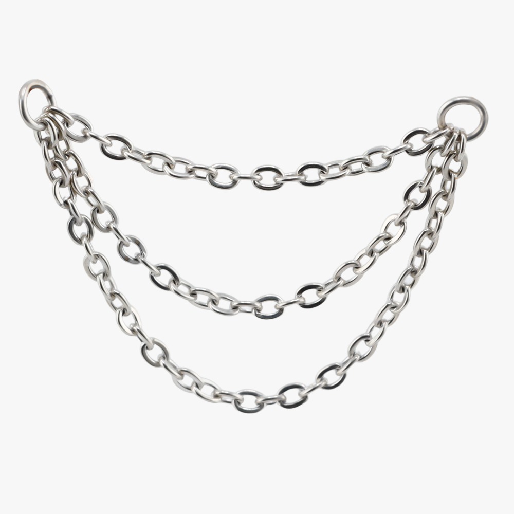 Titanium G23/ASTM F-136 White Gold Ti-PVD Coated Triple Connector Chain 