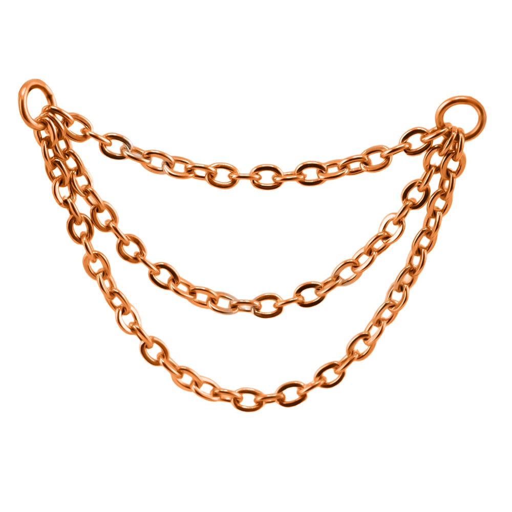 Titanium G23/ASTM F-136 Rose Gold Ti-PVD Coated Triple Connector Chain 