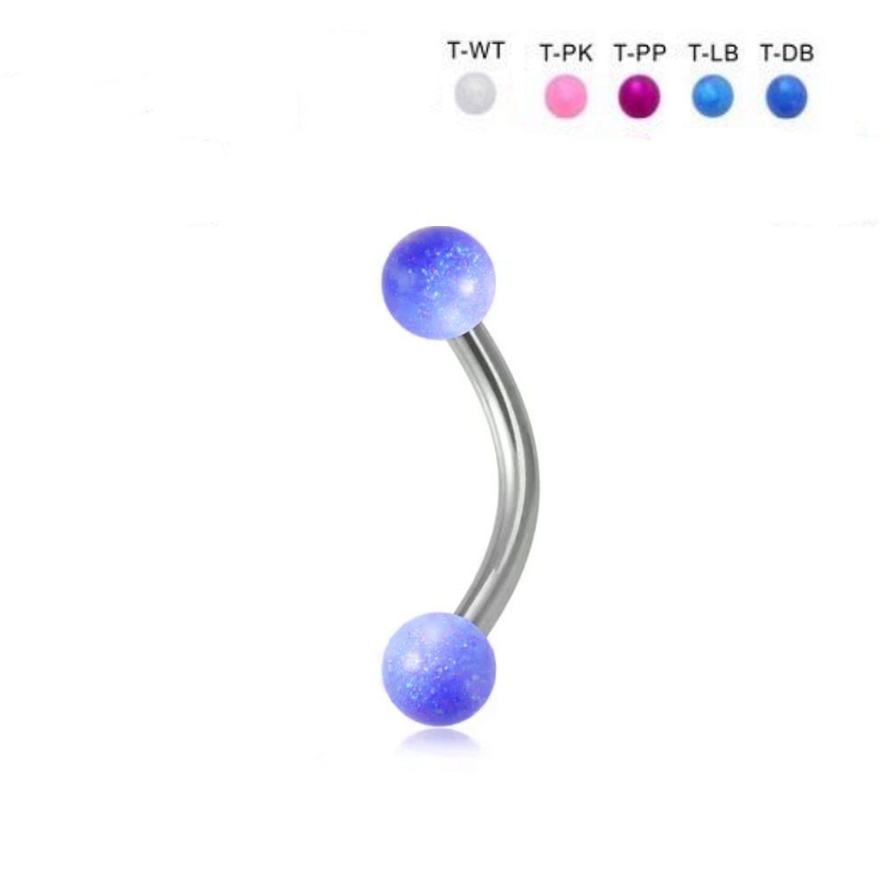Steel 316L Bananabell With UV Ultra Glitter Screwballs - 16GA(1.2mm)