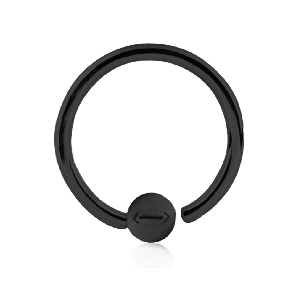 Titanium G23 Black Ti-PVD Coated Annealed Ring with Fixed Ball - 20GA(0.8mm)