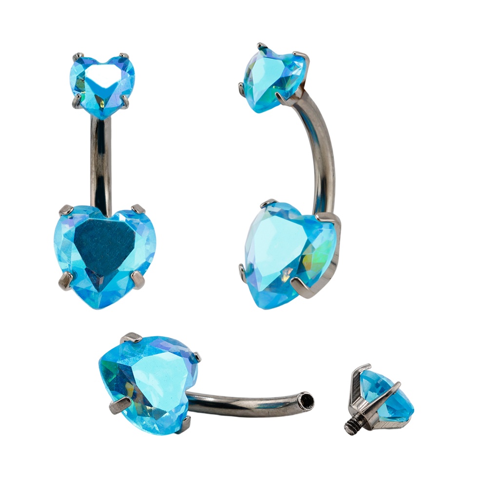 Titanium G23 Belly Button Banana with Premium Cubic Zirconia Stone Heart Shape Design  