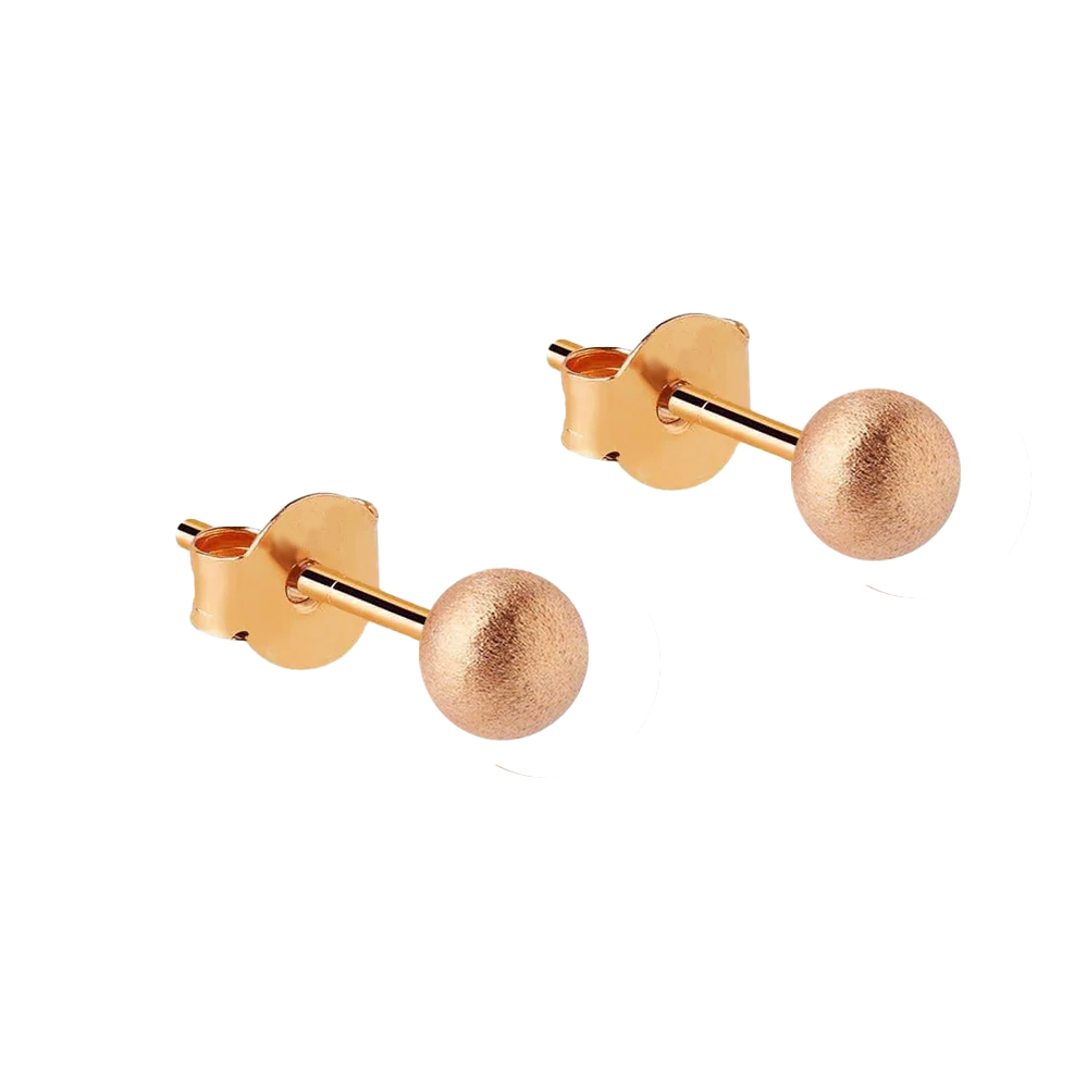 Steel 316L Rose Gold PVD Coated Ear Stud with Sandblasted Ball