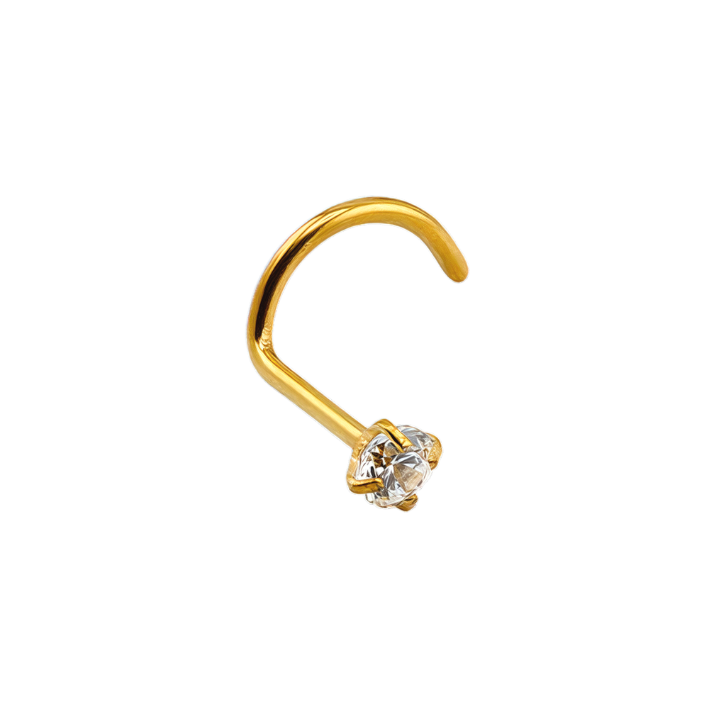 Titanium G23 Gold Ti-PVD Coated Nose Spiral with Round Stone  