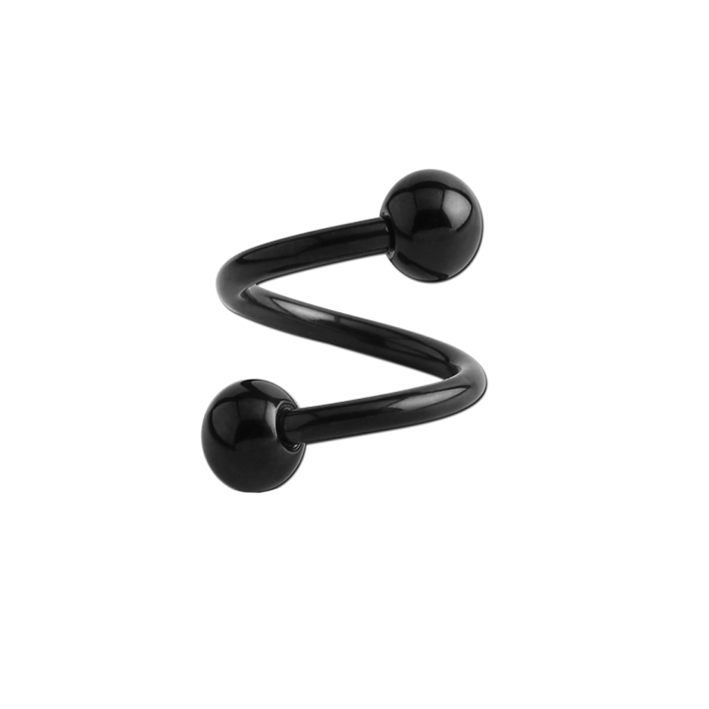Steel 316L Black PVD Coated Spiral with Screw Ball - 14GA(1.6mm)