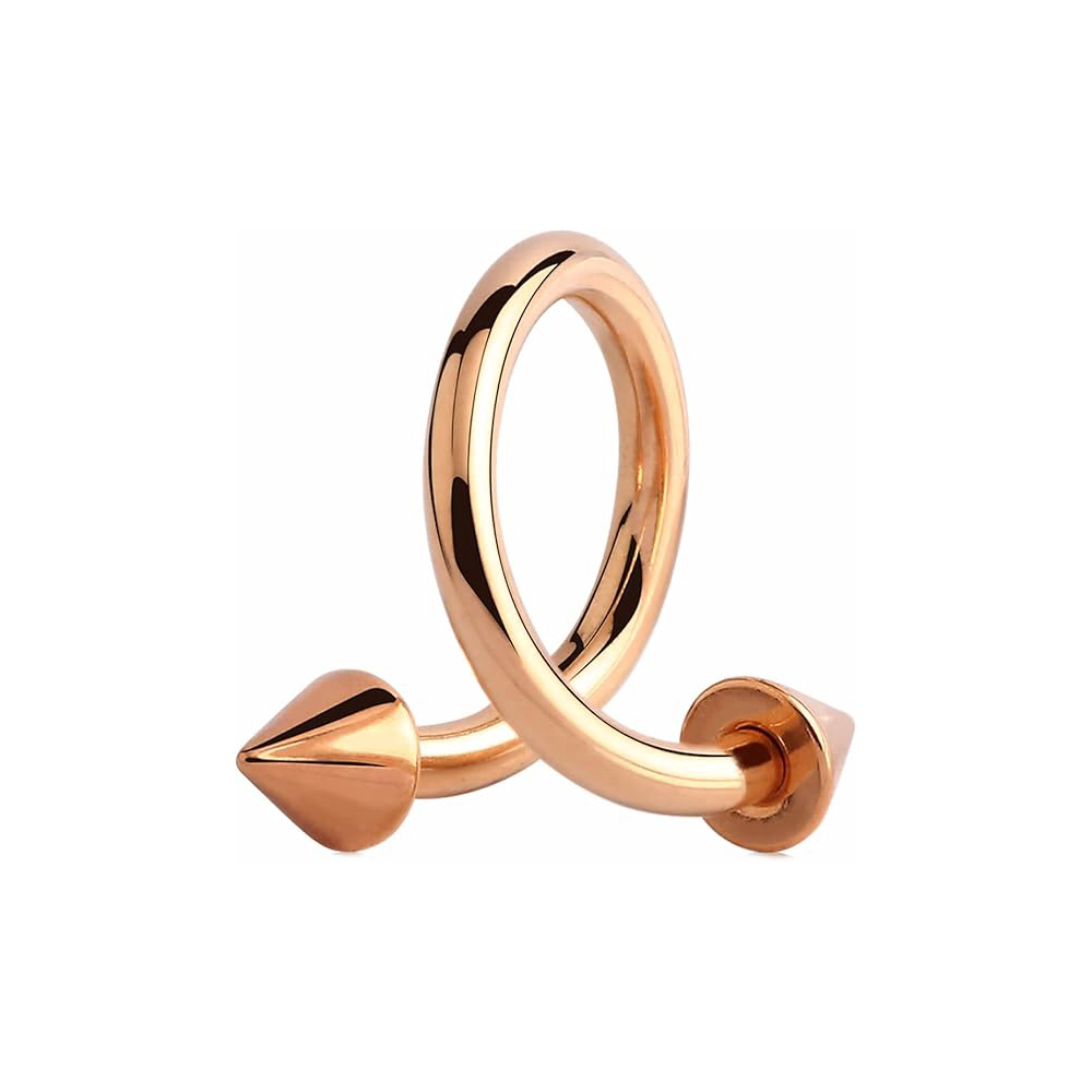 Steel 316L Rose Gold Ti-PVD Coated Spiral with Ball - 16GA(1.2mm) 
