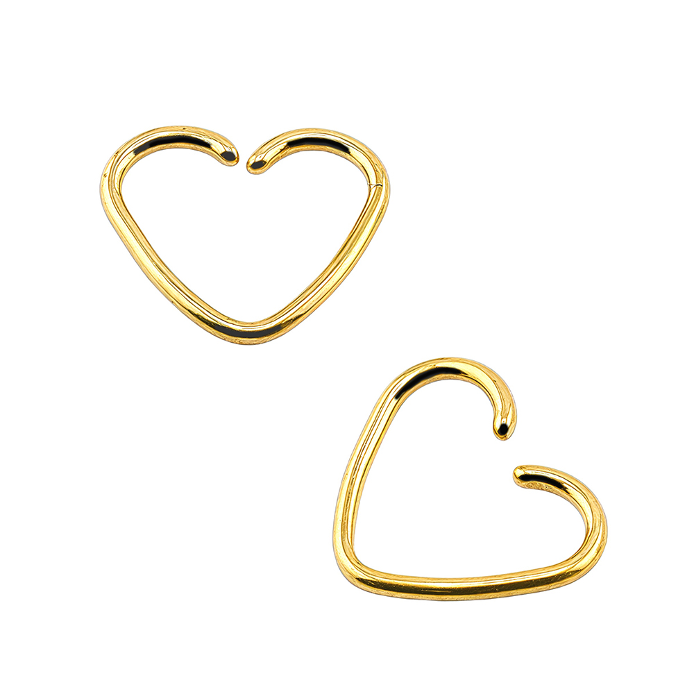 Titanium G23 Gold Ti-PVD Coated  Heart Shape Bendable Twist Hoop Ring