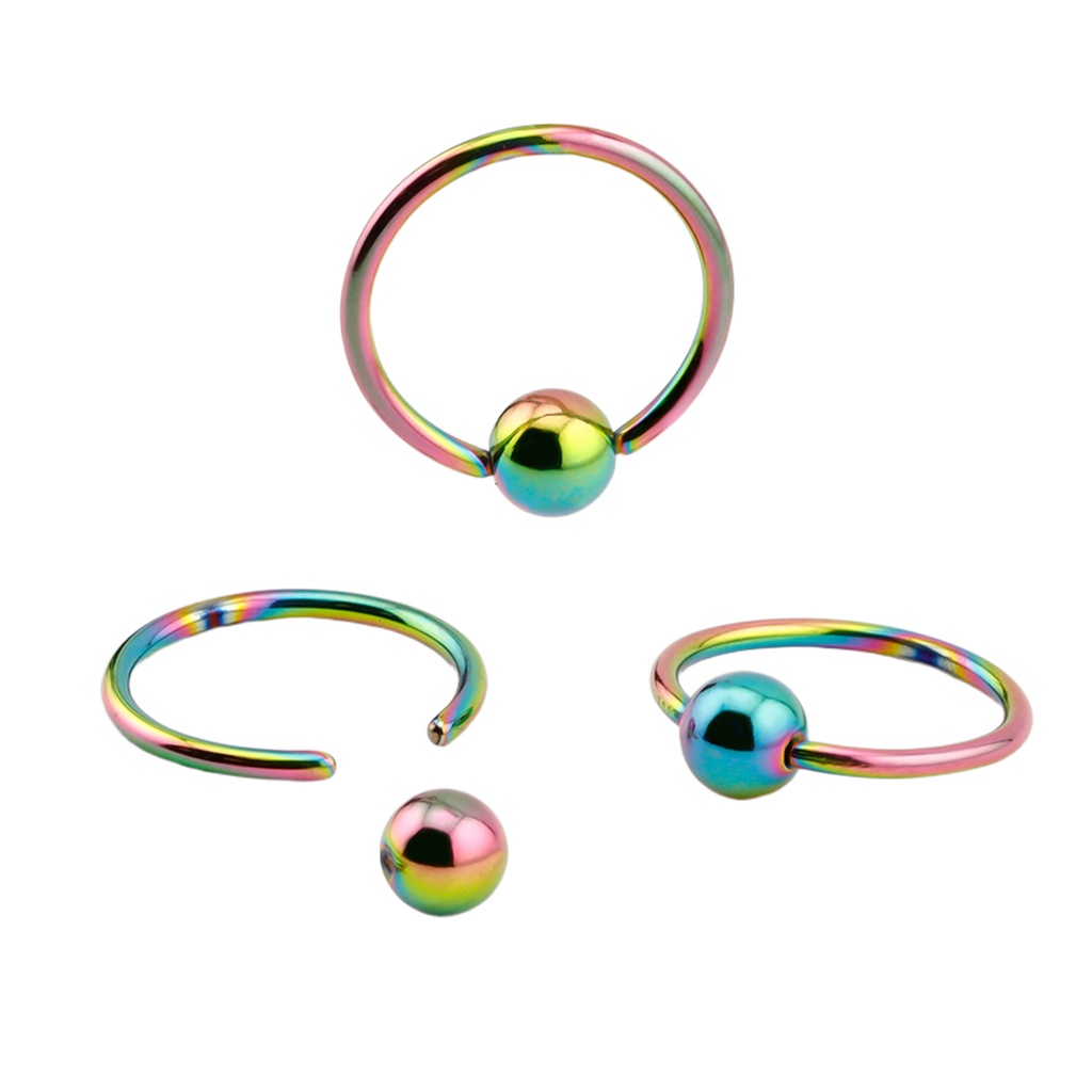 Steel 316L Rainbow Ti-PVD Coated BCR with Clip-in Ball