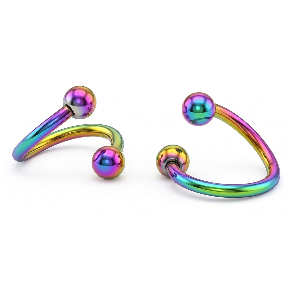 Steel 316L Rainbow Ti-PVD Coated Spiral with Screwballs 