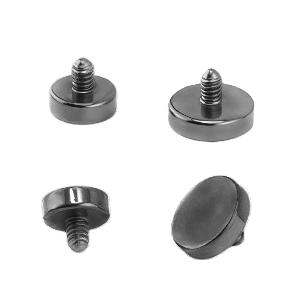 Steel 316L Black Ti-PVD Coated Round Flat Disc Dermal Anchor - 16GA(1.2mm)   