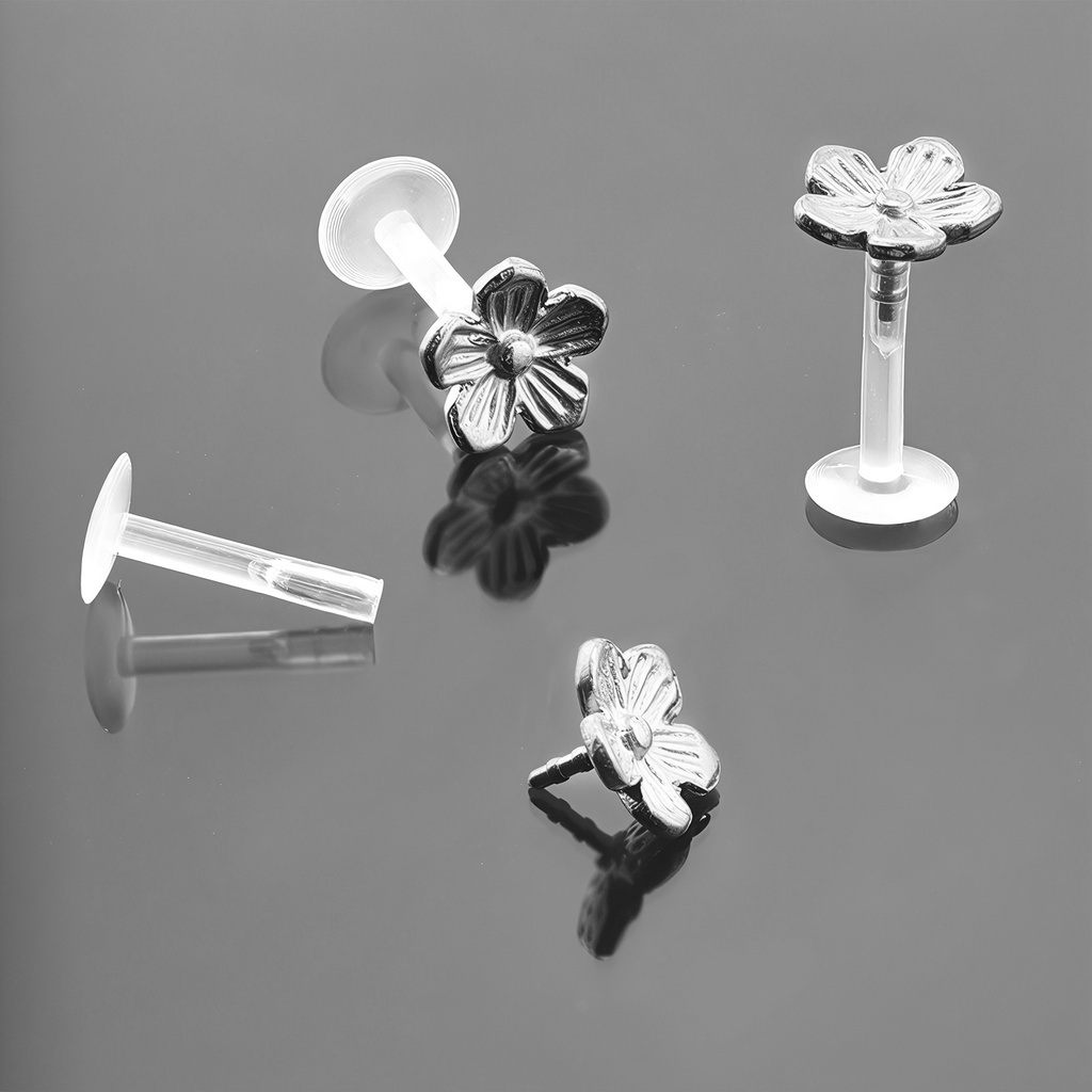 Push-In Bioflex Labret  with Steel 316L Flower Top 