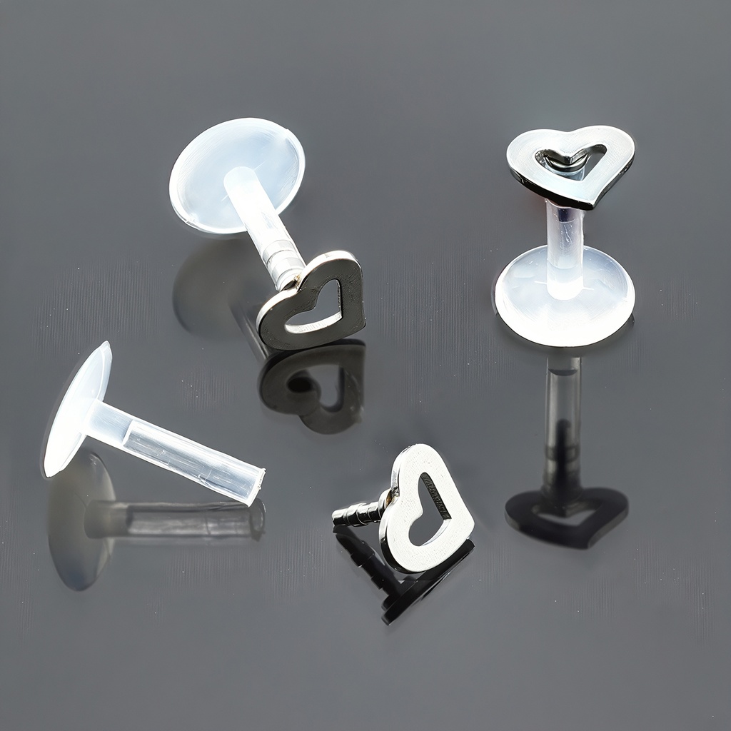 Push-In Bioflex Labret  with Steel 316L Hollow Heart Top 