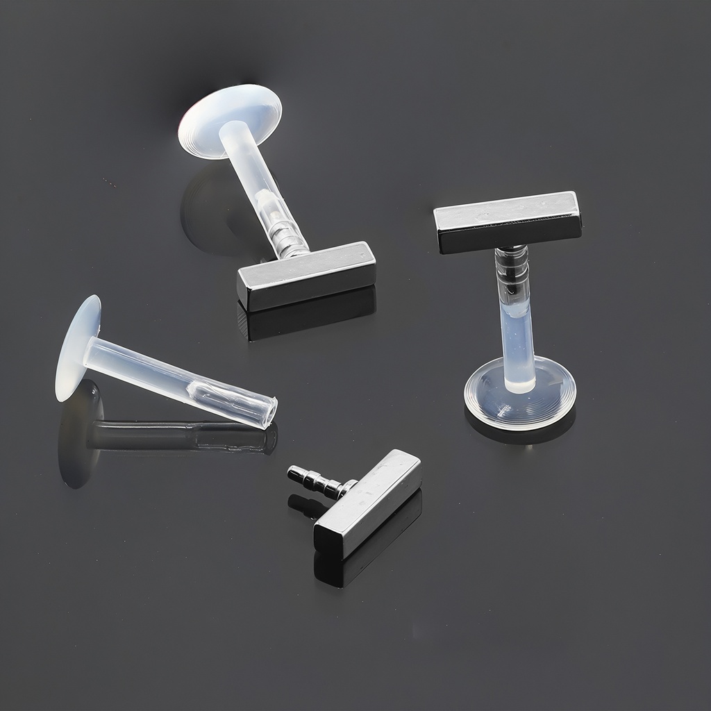 Push-In Bioflex Labret  with Steel 316L Rectangular Bar Top      