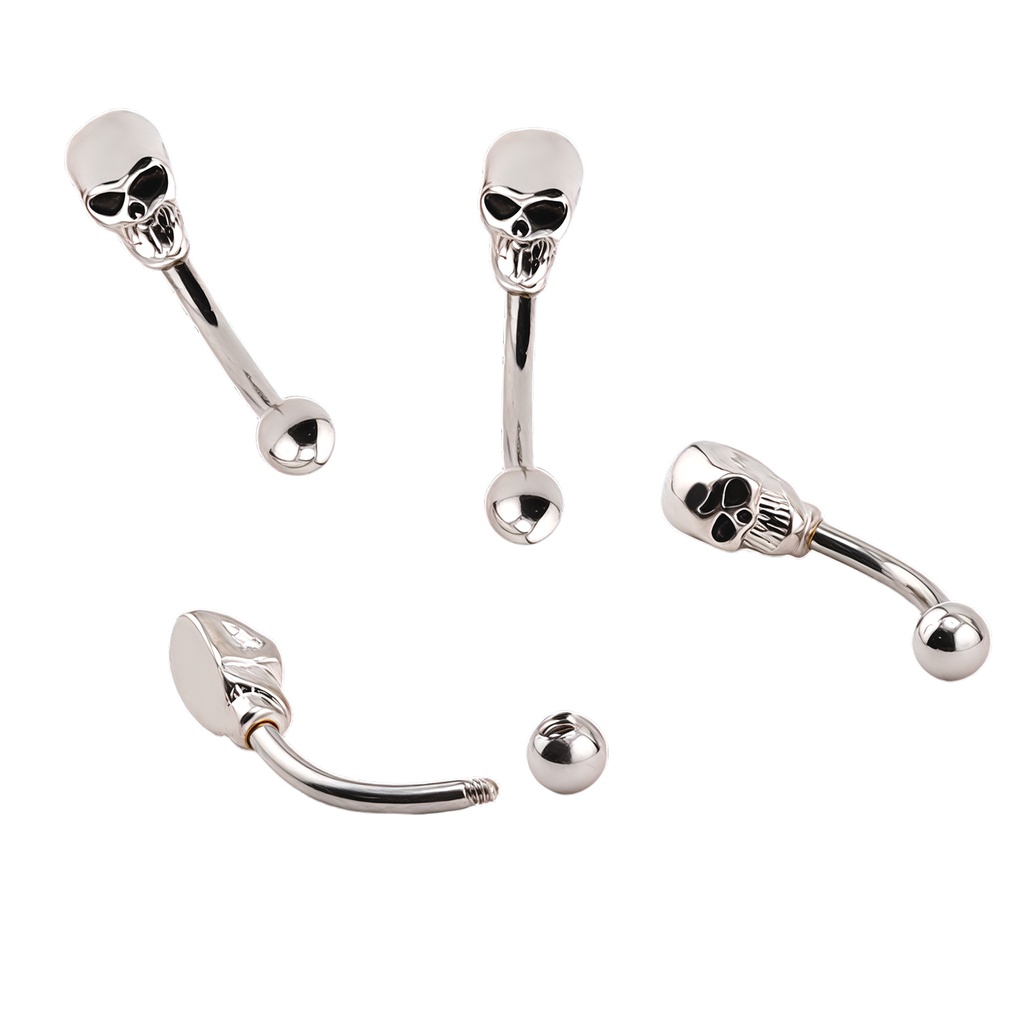 Steel 316L Eyebrow Bananabell in Skull Design 