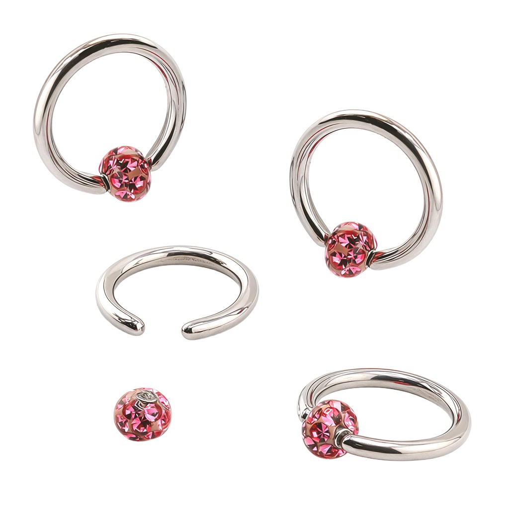 Titanium G23 BCR with Clip-in Ferido Crystal Ball with Resin Cover  