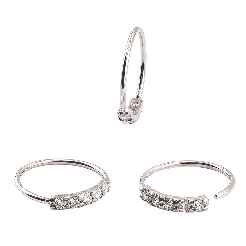Steel 316L Bendable Open Ring with 5 Paved Crystals