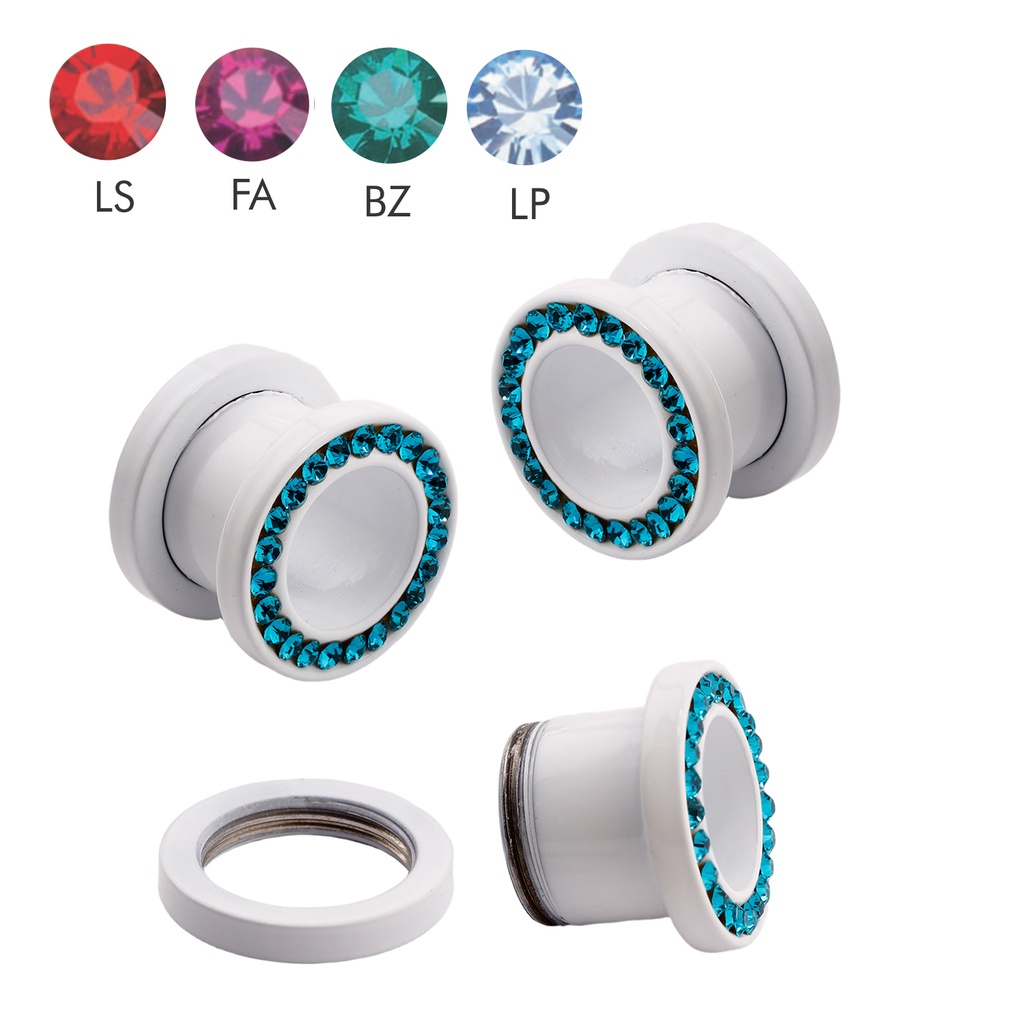 Steel 316L White Ti-PVD Coated Gem Rimmed Tunnel without Epoxy Cover