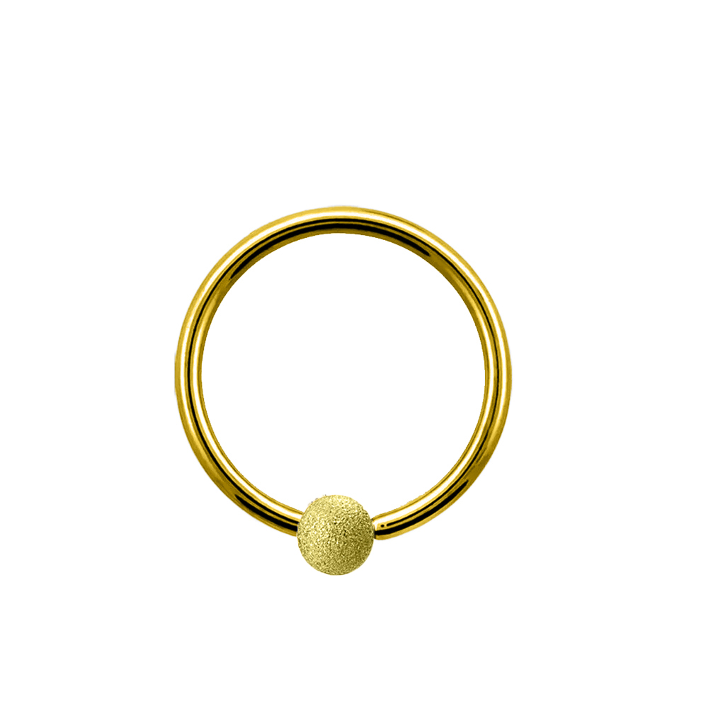 Steel 316L Gold Ti-PVD Coated BCR with Sandblasted 3mm Clip-in Ball - 16GA(1.2mm)
