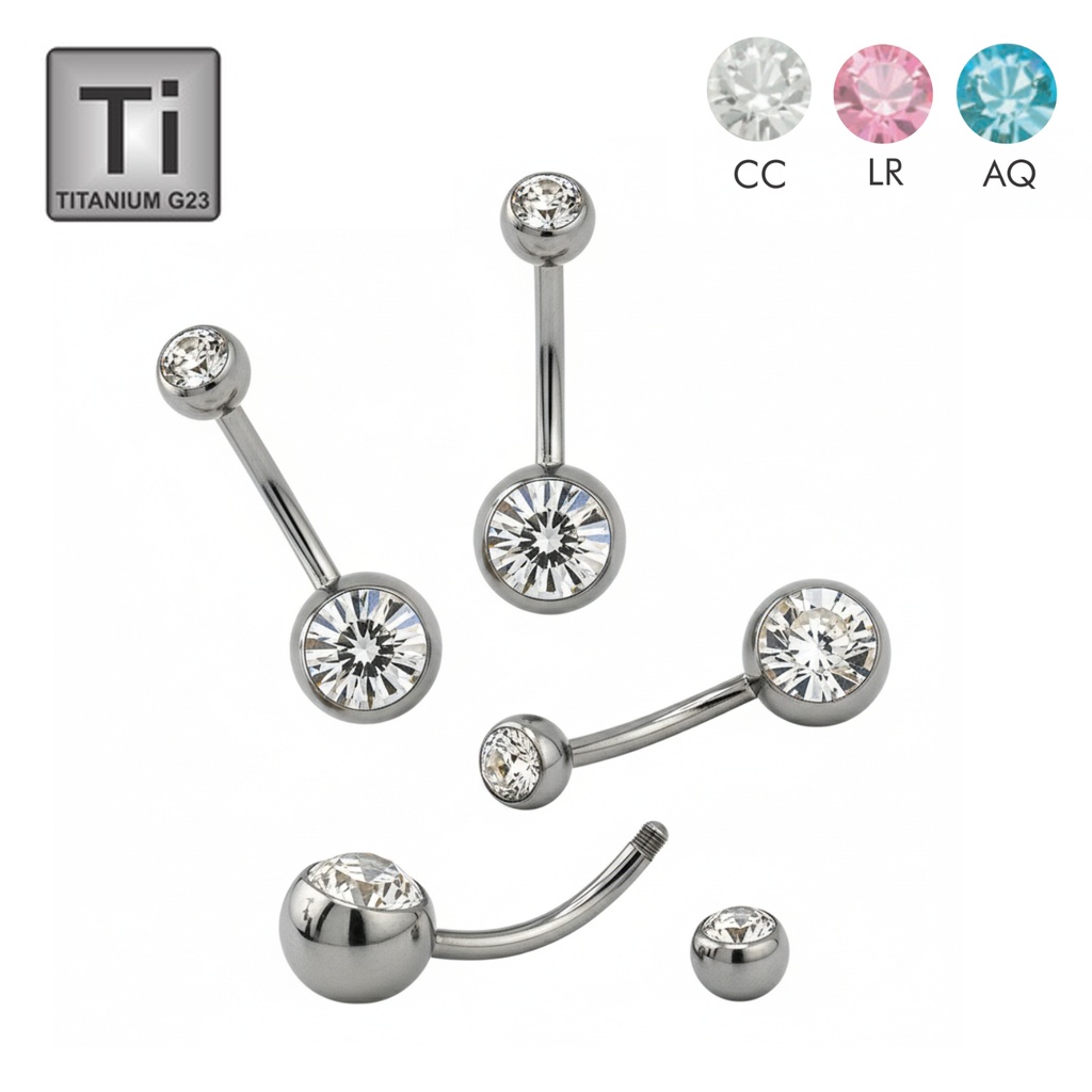 Titanium G23 Bananabell with Double Crystal (5+8mm) - Special Sizes 