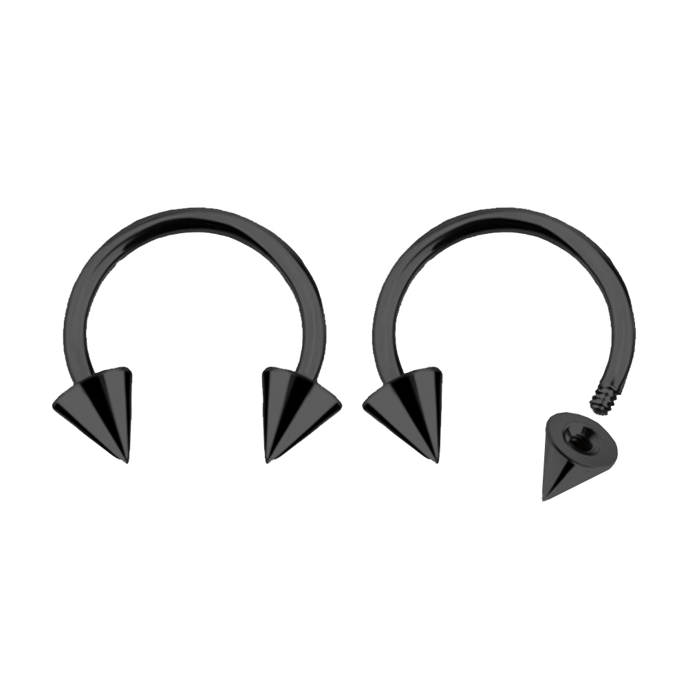 Steel 316L Black Ti-PVD coated Circular Barbells with Cones - 16GA(1.2mm)