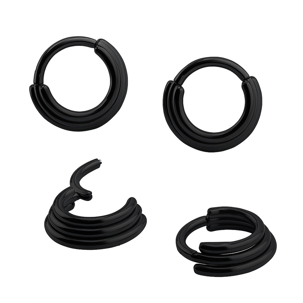 Steel 316L Black Ti-PVD Stacked Hinged Segment Ring 