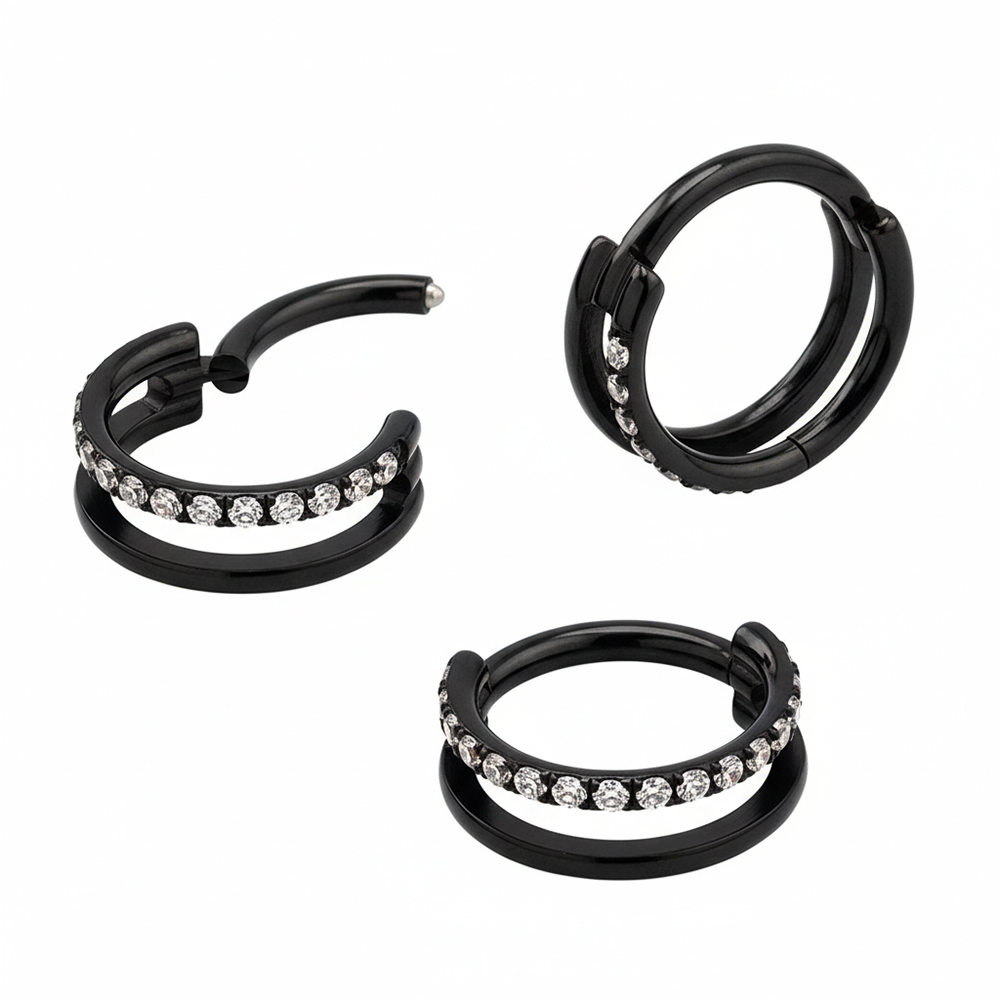 Steel 316L Black Ti-PVD Coated Hinged Segment Rings with sleek, moden Design  