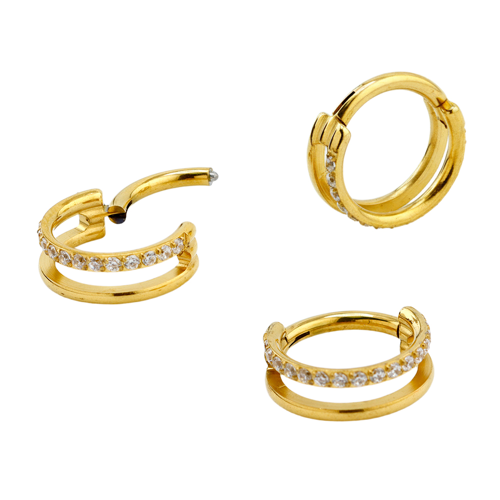 Steel 316L Gold Ti-PVD Coated Hinged Segment Rings with sleek, moden Design   