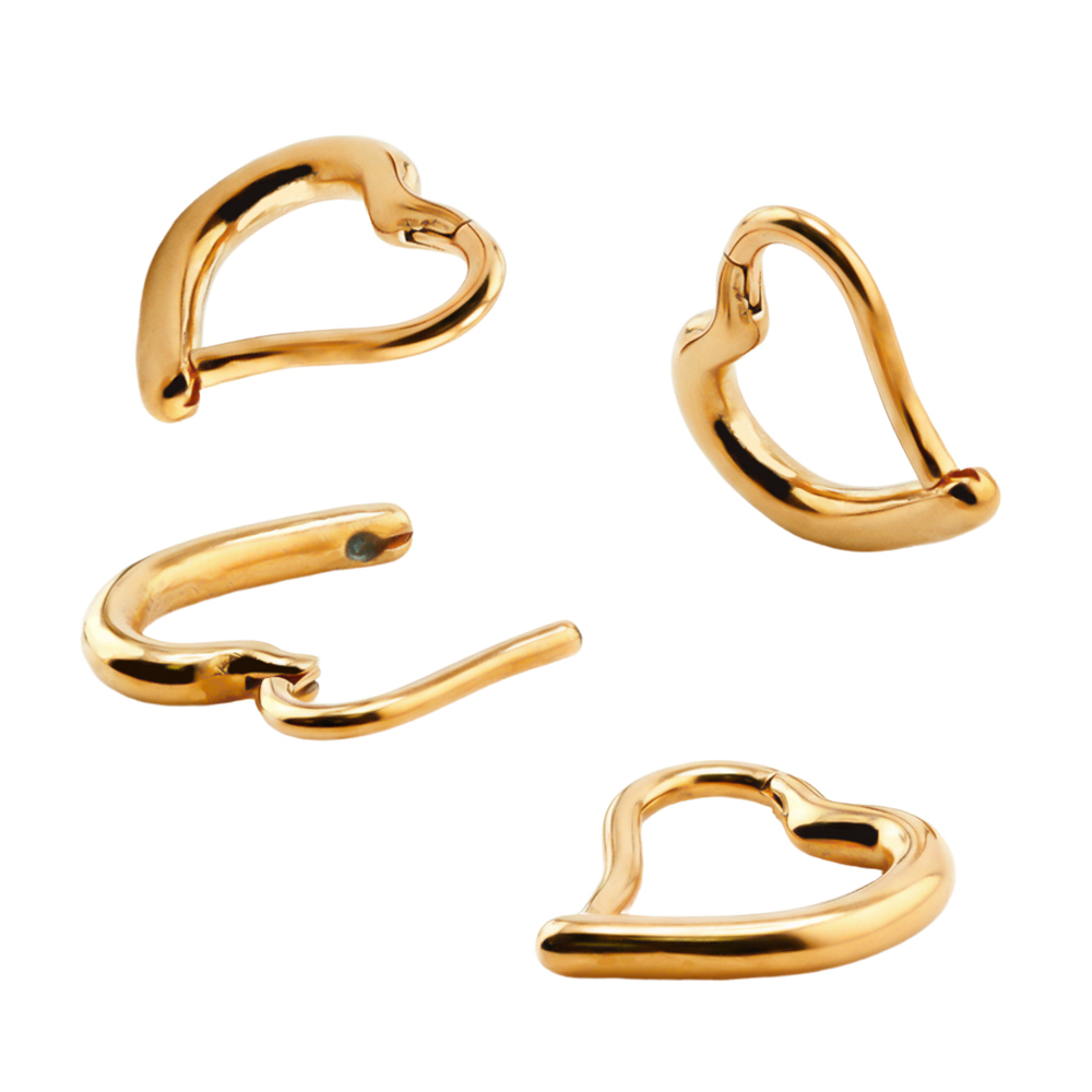 Steel 316L Hinged Segment Rose Gold Ti-PVD Coated Ring in Heart  Design