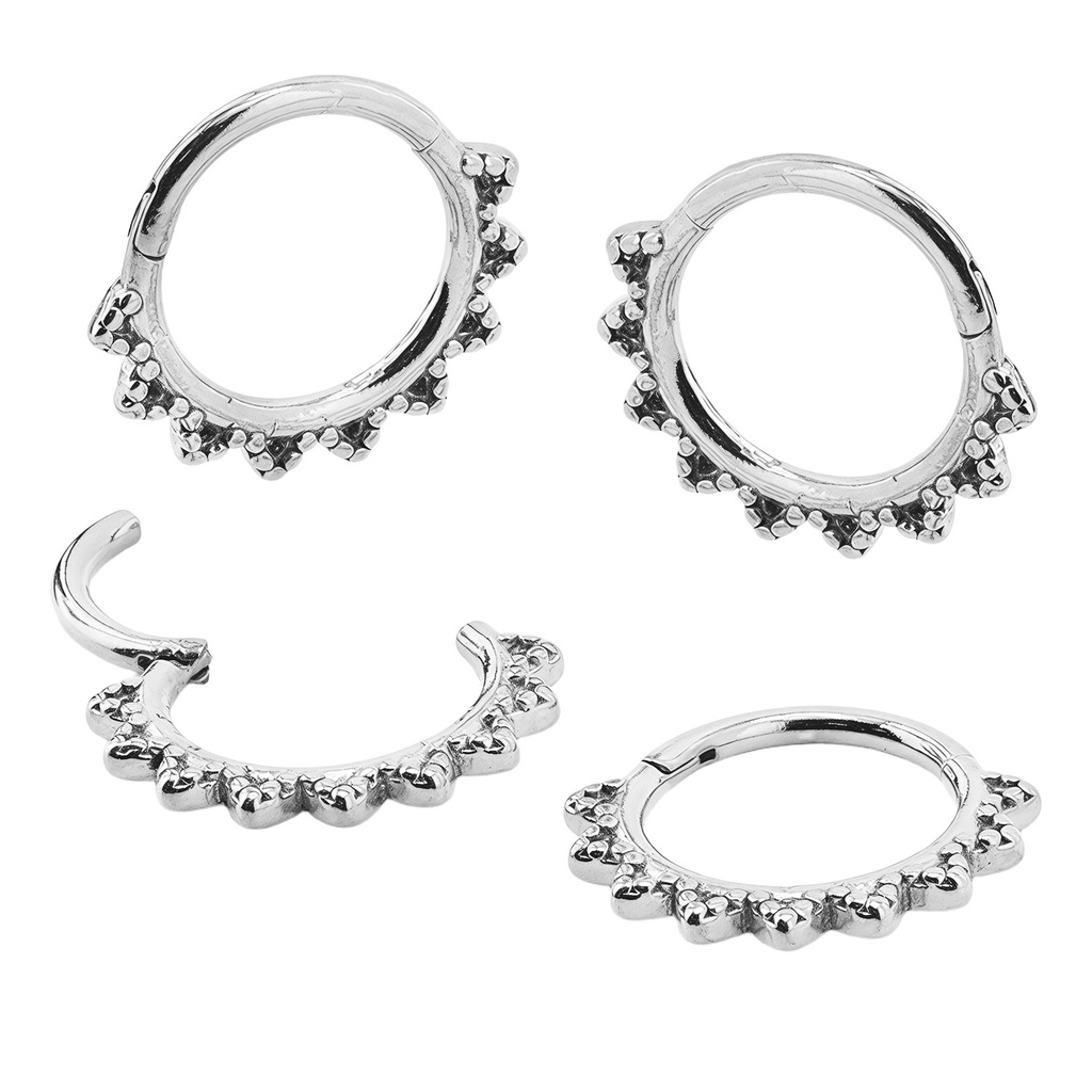 Steel 316L Black Ti-PVD Coated Hinged Segment Ring in Triangle Hoop Design   