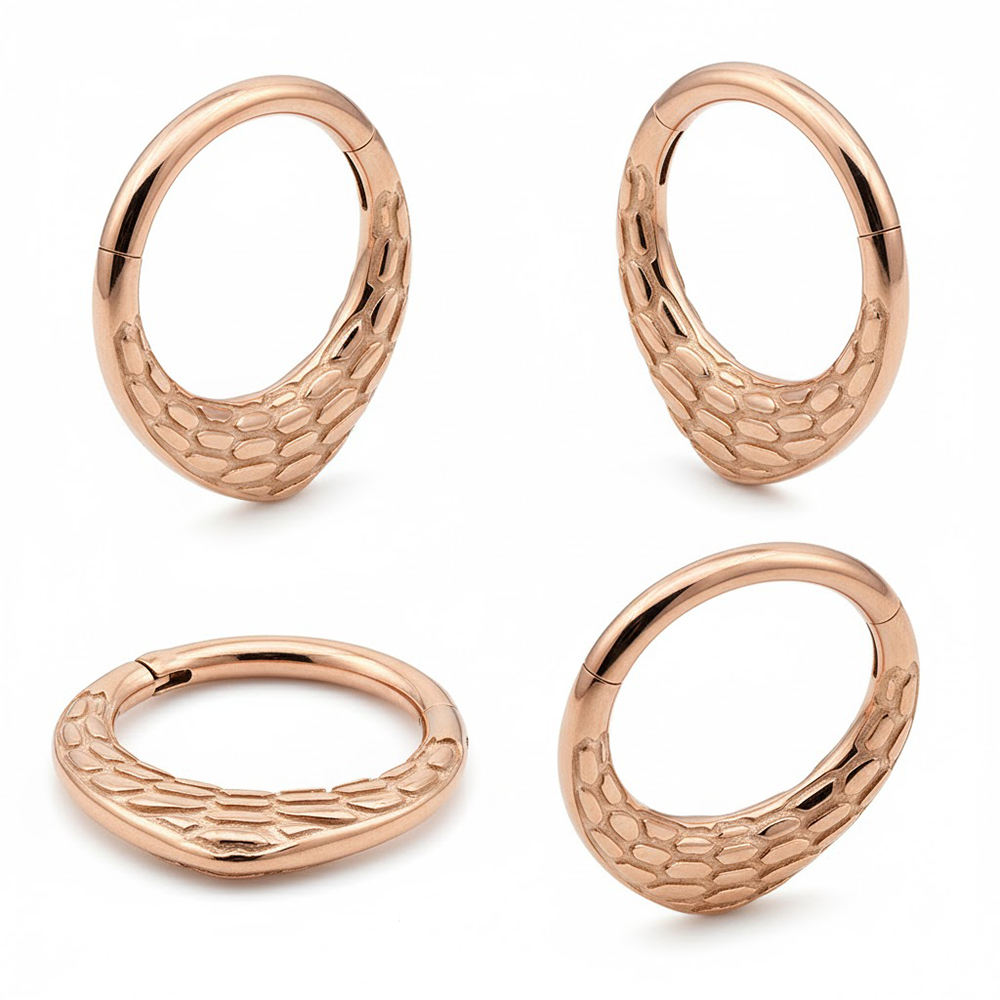 Steel 316L Rose Gold Ti-PVD Hinged Segment Ring - Elegant  