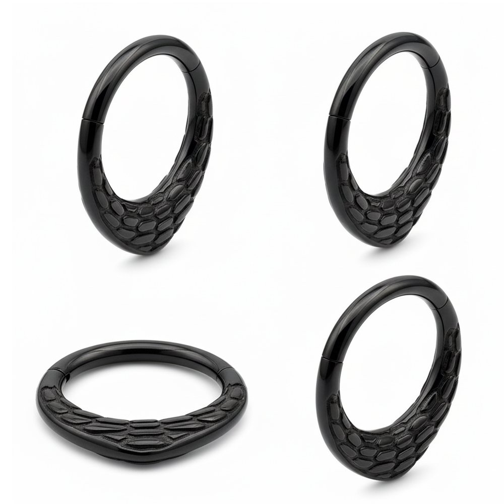Steel 316L Black Ti-PVD Hinged Segment Ring - Elegant   