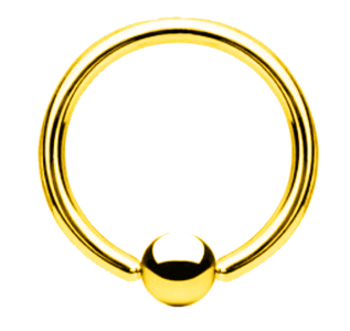 Steel 316L Gold Ti-PVD Coated BCR with Clip-in Ball 