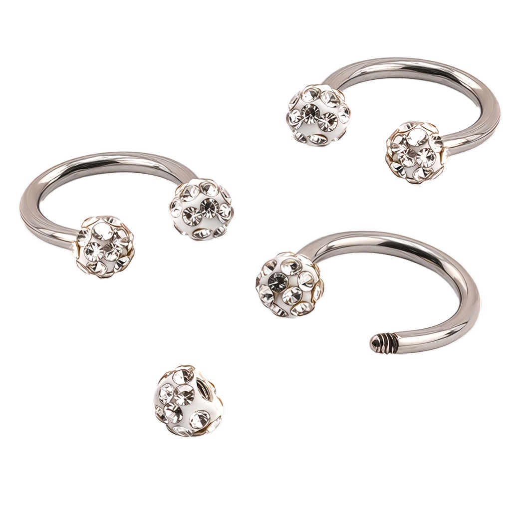 Titanium G23/ASTM F316 Circular Barbell with Ferido Crystal Ball without Resin Cover 