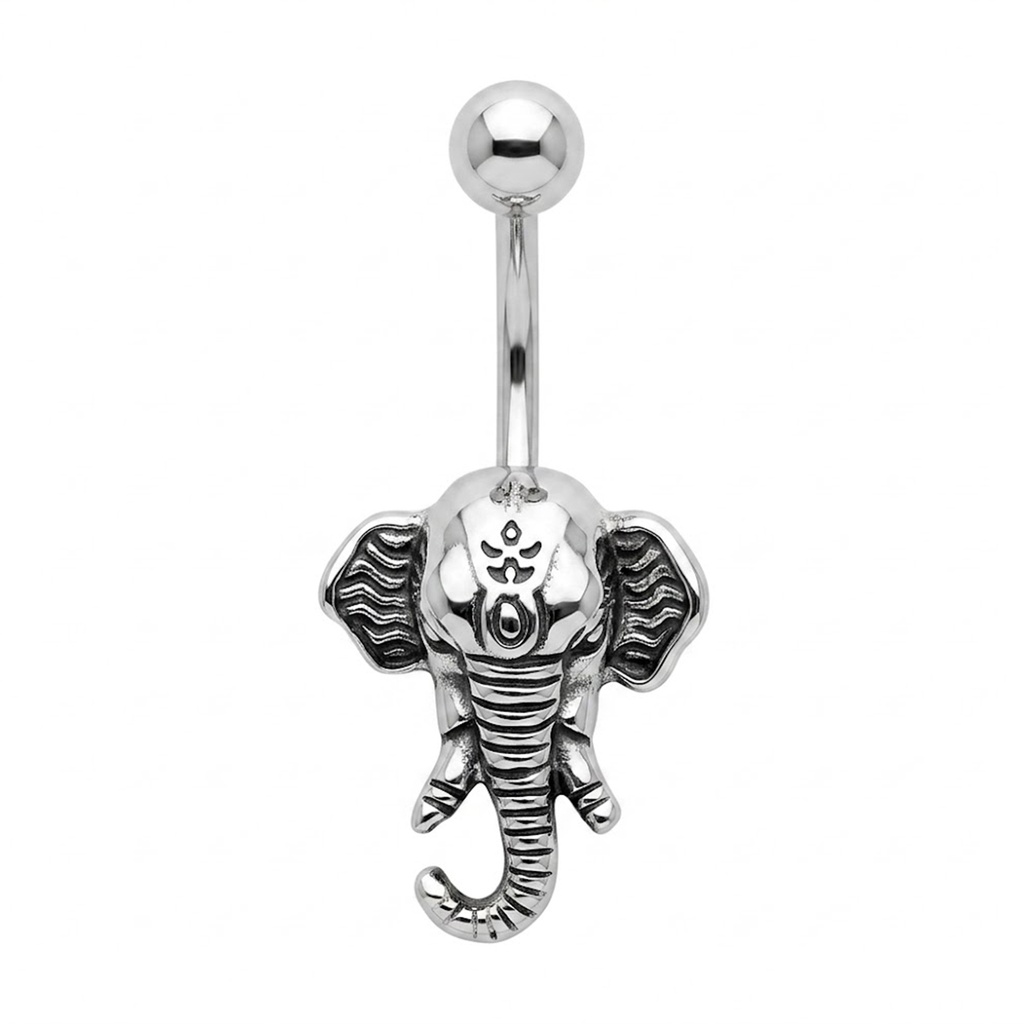 Steel 316L Belly Button Banana in Elephant Head Design-14GA(1.6mm)   